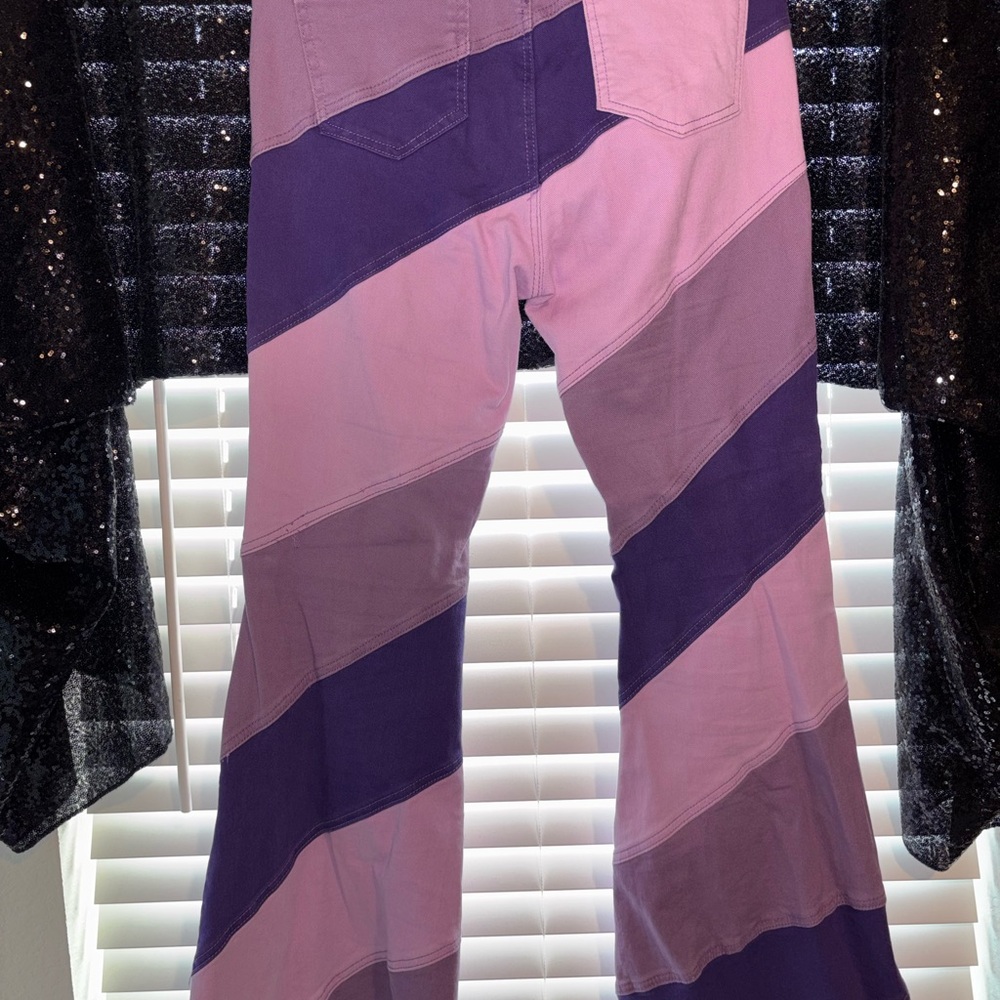 Fashion Nova Out Of Control Patchwork Flare Jeans - Purple/combo Women’s Size 9 - Picture 9 of 9